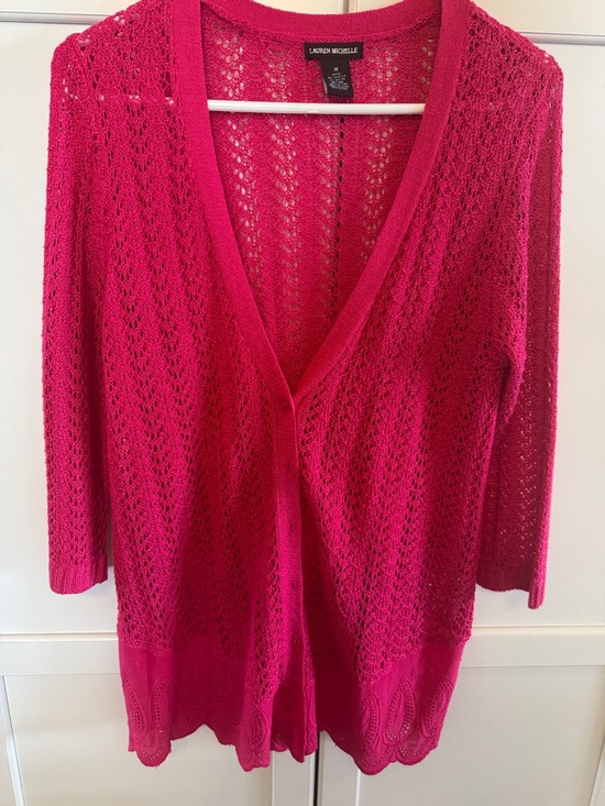 Lauren Michelle Sweaters - Lauren Michelle Openwork Knit Cardigan - Bright Fuchsia